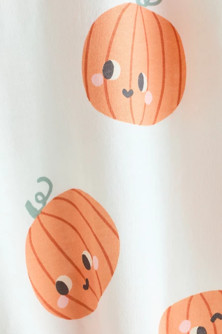 Patterned Pajama Jumpsuit white/pumpkins