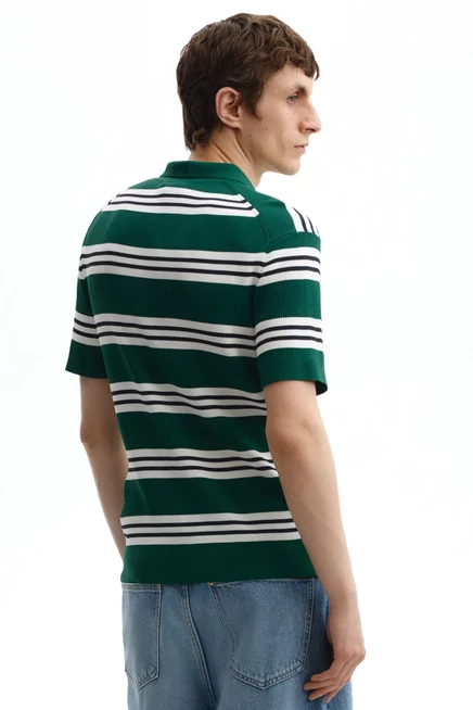 Мужская футболка-поло H&M Regular-Fit, зеленая в полоску