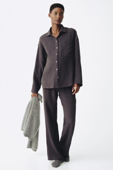 Женская пижама H&M MAMA из муслина, темно-серая