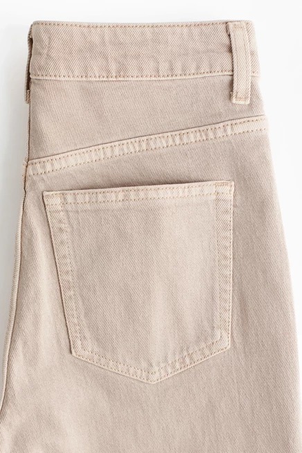 Женские джинсы H&M Mom Slim Fit, высокая талия, светло-бежевые