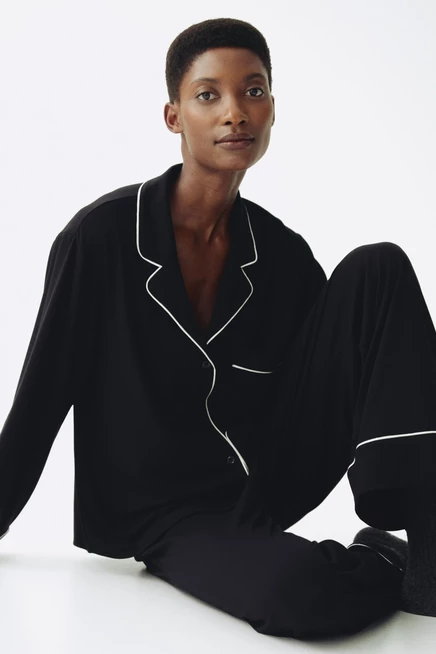 Женская пижама для беременных H&M MAMA с окантовкой, черная