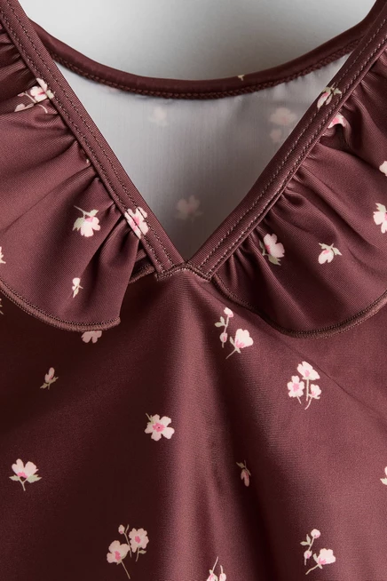 Детский купальник H&M, оборки, коричневый/цветы
