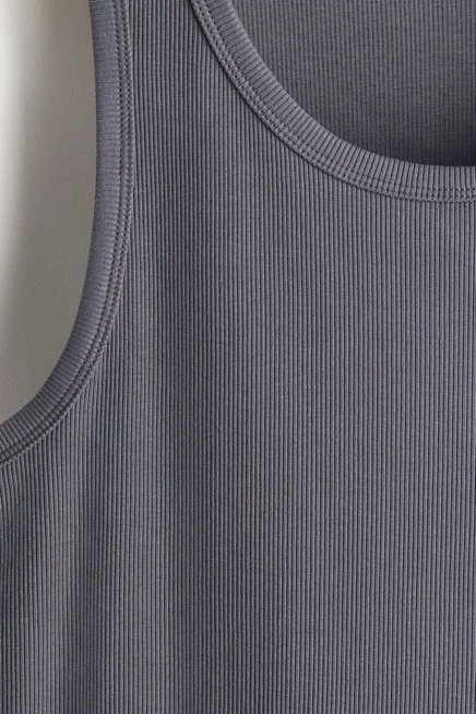 Мужская майка H&M облегающая в рубчик, темно-серая