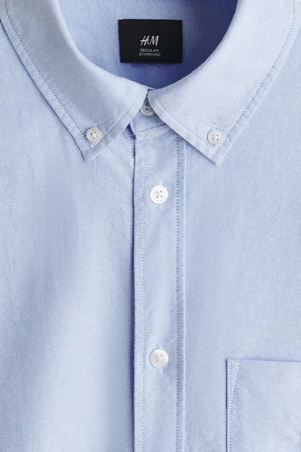 Мужская рубашка H&M Oxford обычного кроя, светло-голубая