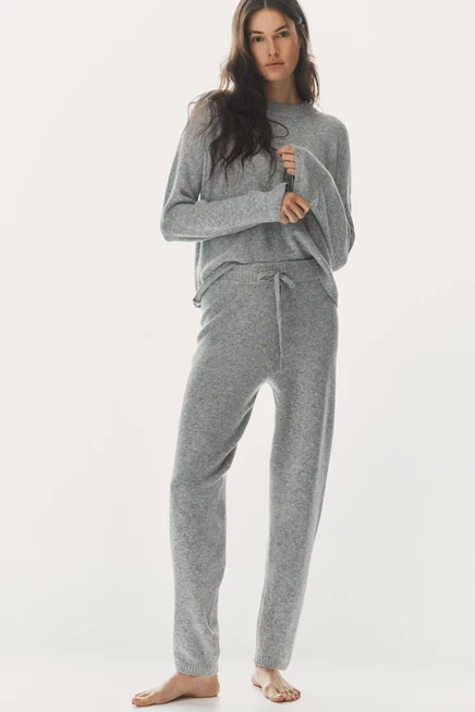 Женские джоггеры H&M тонкой вязки, серый меланж