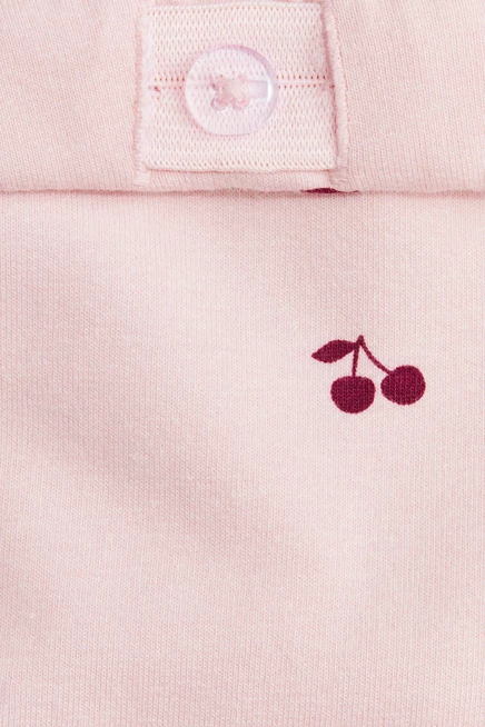 Детские легинсы H&M с начесом, розовые с вишнями