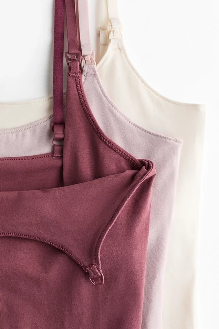 Майки для кормления H&M MAMA, 3 шт., розовые/бежевые