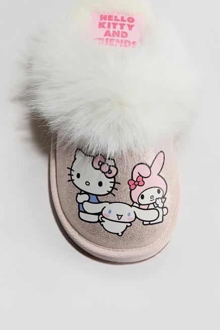 Детские тапочки H&M Hello Kitty блестящие светло-розовые