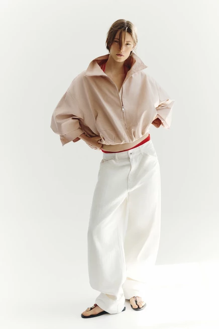Женская куртка H&M оверсайз, светло-бежевая