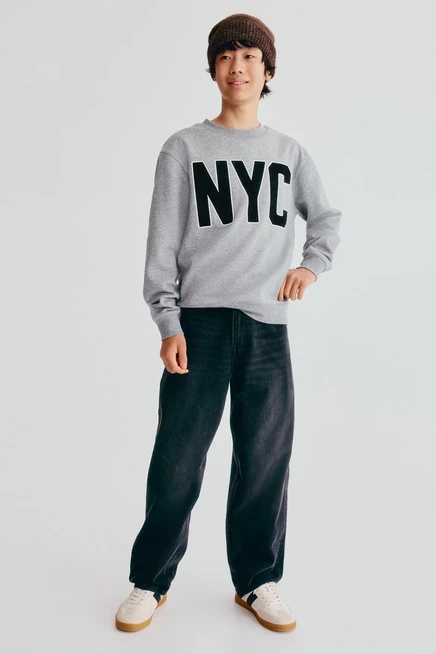 Motif-Detail Brushed-Inside Sweatshirt gray melange/nyc