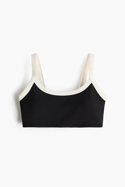 Женский спортивный бра H&M SoftMove, черно-белый
