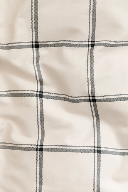 Cotton Sateen King/Queen Duvet Cover Set light taupe/checked