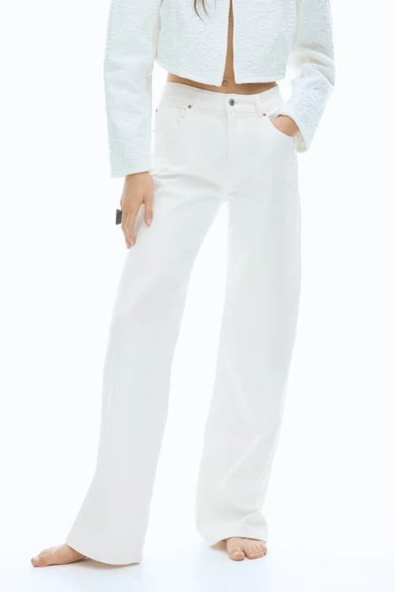 Женские джинсы H&M Harper High Rise Wide Leg, белые