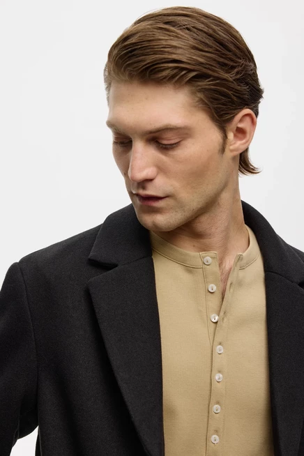 Мужское пальто H&M однобортное, черное