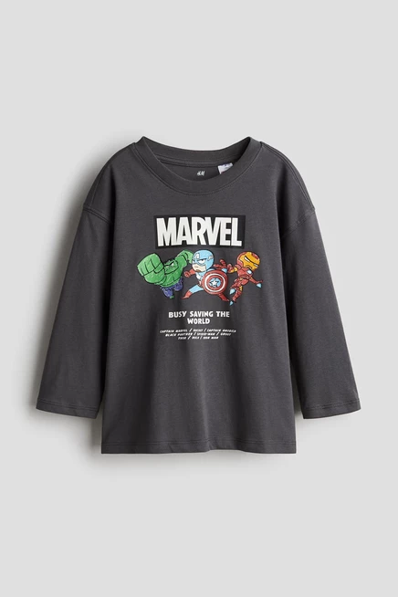 Футболка с длинными рукавами темно-серого цвета/marvel comics