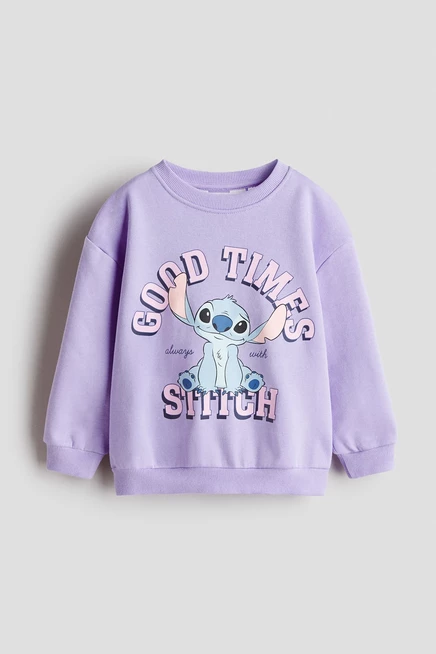 Детская толстовка H&M с принтом Lilo & Stitch, фиолетовая