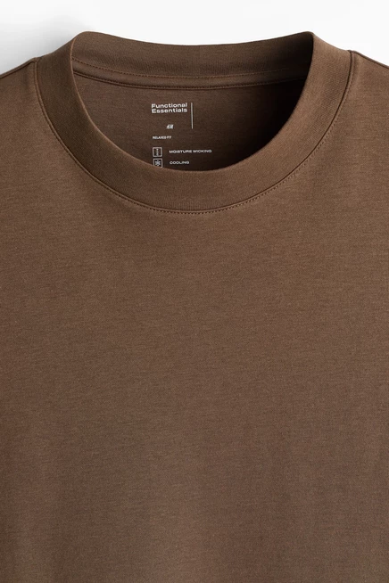 Мужская футболка H&M свободного кроя с охлаждающим эффектом, тёмно-бежевая
