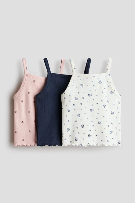 3-Pack Cotton Tank Tops white/floral