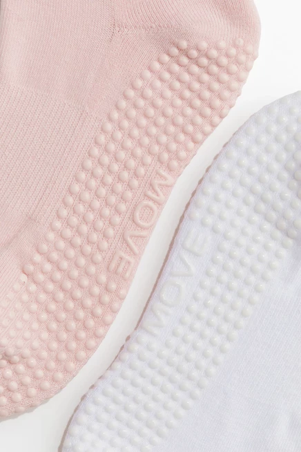 2-Pack Non-Slip Sports Socks powder pink/white