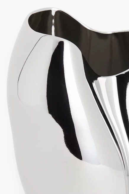 Large Stoneware Vase silver-colored