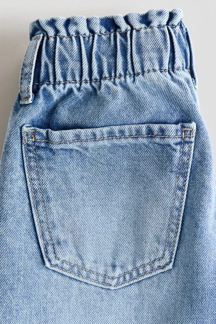 Детские джинсы H&M Wide Leg Paper-Bag, голубые с вишнями