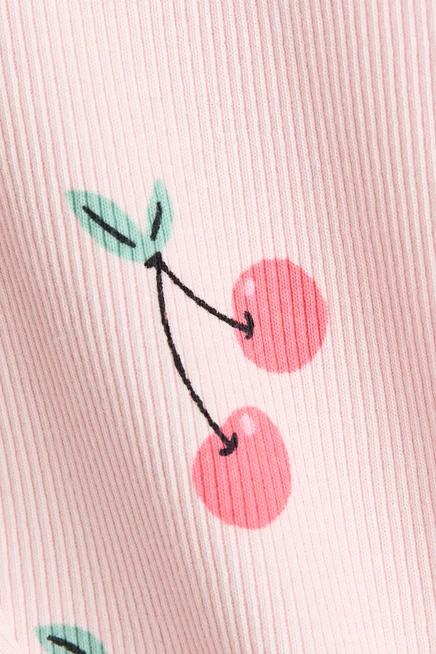 Ribbed Cotton Leggings light pink/cherries