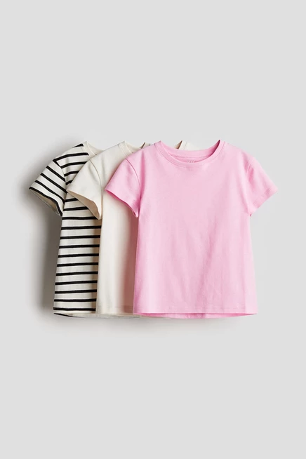Детские топы H&M, 3 шт., розовые/светло-бежевые