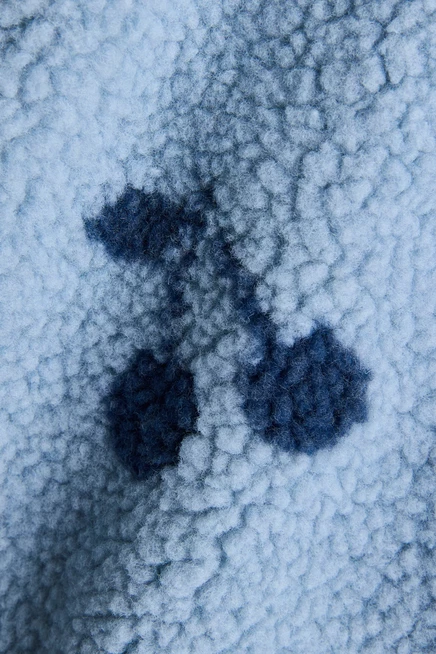 Printed Teddy Fleece Jacket light dusty blue/cherries