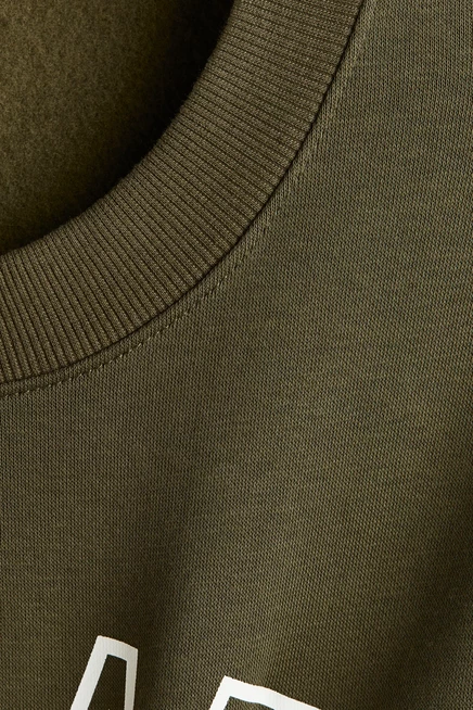 Motif-Detail Brushed-Inside Sweatshirt khaki green/upstate
