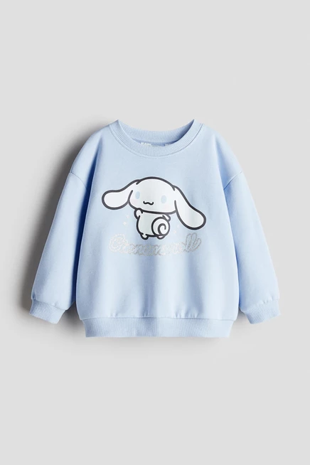 Детский свитшот H&M с принтом Cinnamoroll, светло-голубой