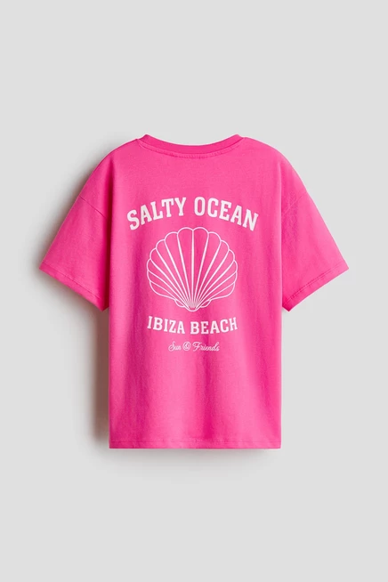 Детская футболка H&M с принтом, розовая/Salty Ocean