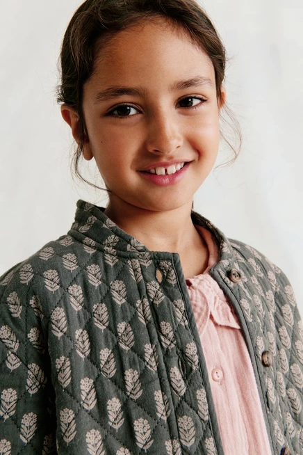 Quilted Muslin Jacket dark gray/floral
