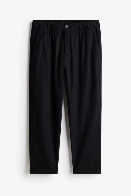 Regular Fit Linen-blend Pants black