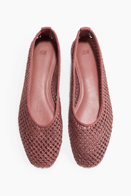 Женские балетки H&M плетеные, пыльно-красные