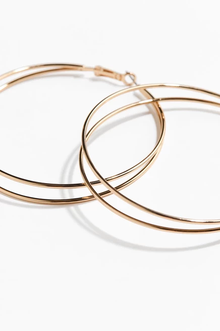 Женские двойные серьги-кольца H&M, золотистые