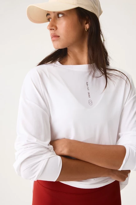 Женский топ H&M DryMove™ для бега, белый с принтом