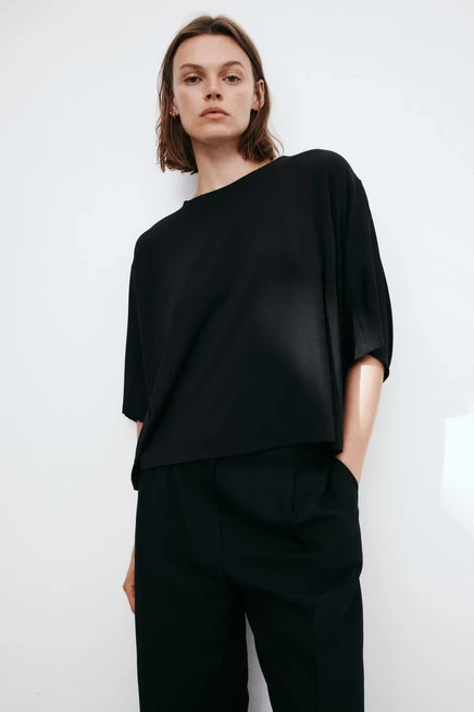 Женский топ H&M с рукавами «летучая мышь», черный