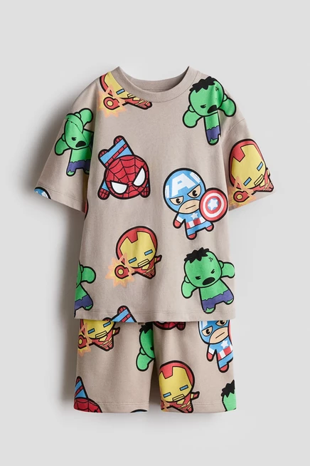 Детский комплект H&M из джерси с принтом Marvel, бежевый