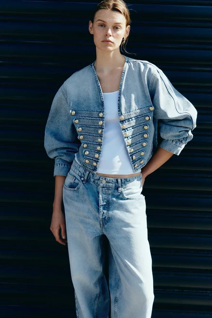 Женская укороченная джинсовая куртка H&M, голубая