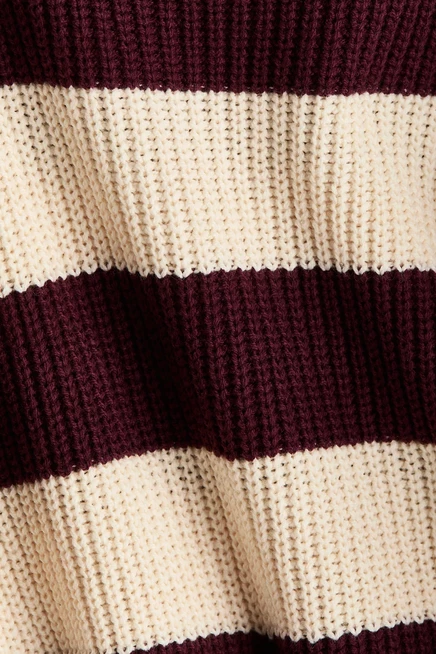 Детский свитер H&M фактурной вязки, красный в полоску