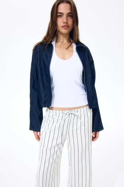 Женские брюки H&M Denim, кремовые в полоску