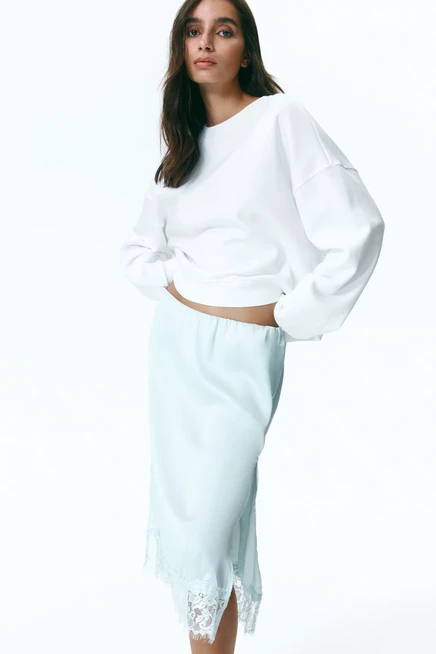 Lace-Trimmed Skirt light turquoise