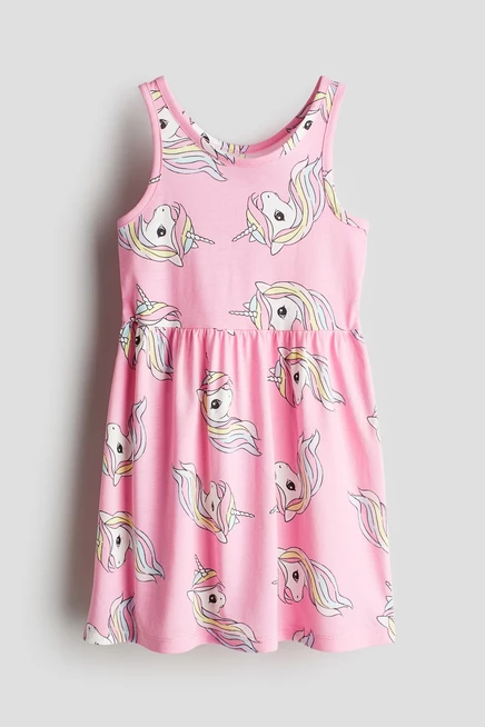 Детское платье H&M Ladybug с единорогами, розовое