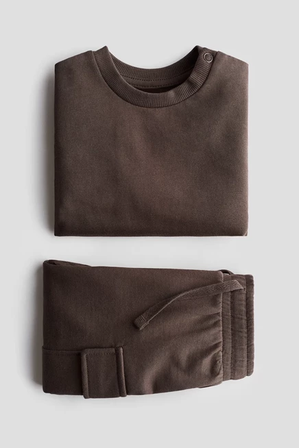 Детский комплект H&M, свитшот и джоггеры, тёмно-коричневый