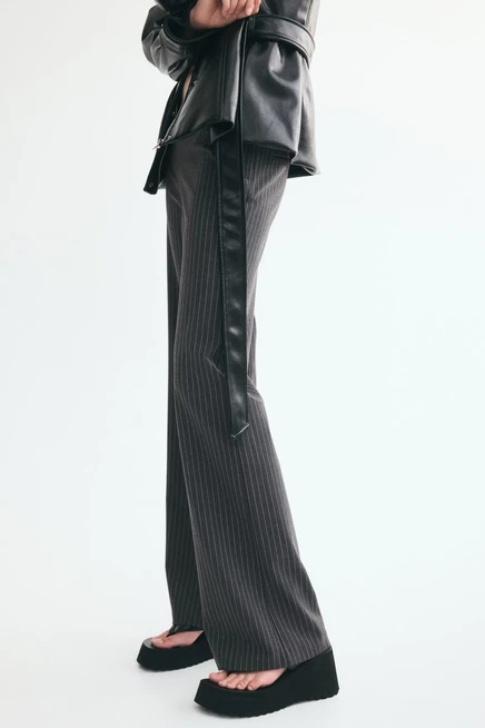 Low-Waist Twill Pants dark gray/pinstriped