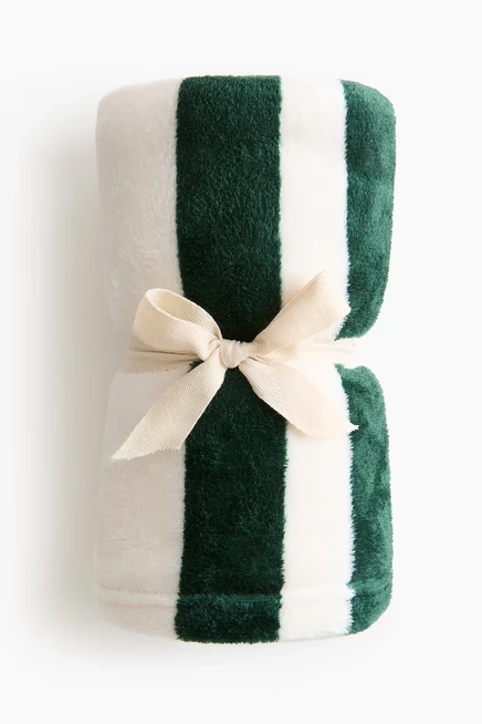 Patterned Fleece Blanket dark green/le petit campus