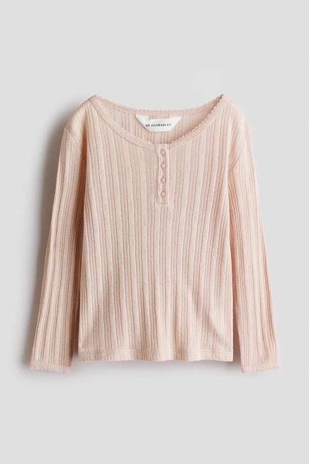 Ажурный топ для девочек H&M, светло-бежевый