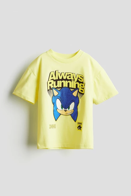 Футболка оверсайз с принтом желтого цвета/sonic the hedgehog