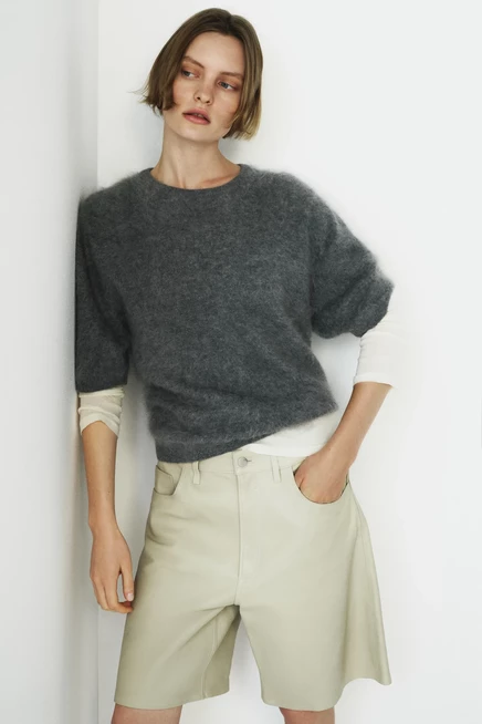 Женский топ H&M из кашемира с начесом, серый меланж