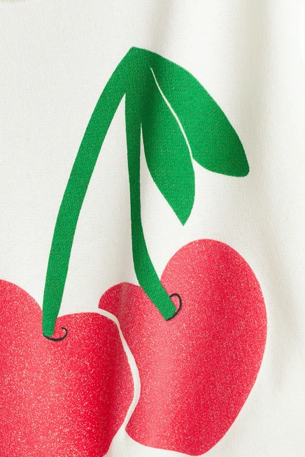 Motif-Detail Brushed-Inside Sweatshirt white/cherries